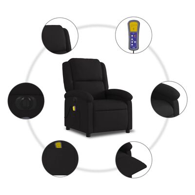 vidaXL Sillón reclinable de masaje eléctrico tela negro