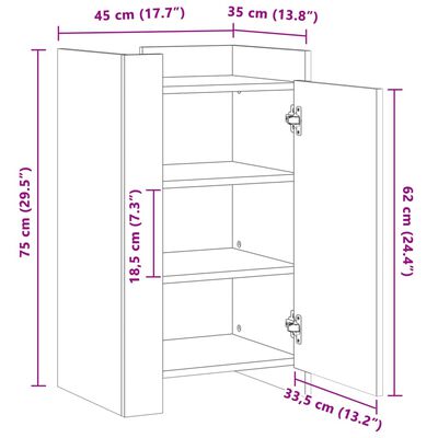 vidaXL Aparador de madera de ingeniería blanco 45x35x75 cm