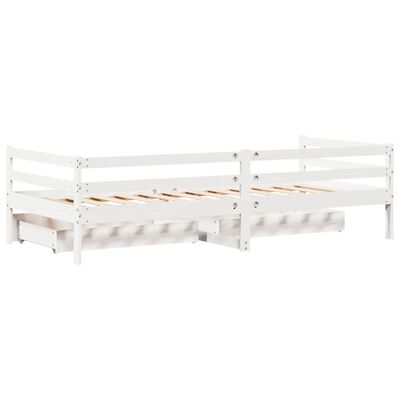 vidaXL Sofá cama con cajones madera maciza de pino blanco 90x200 cm