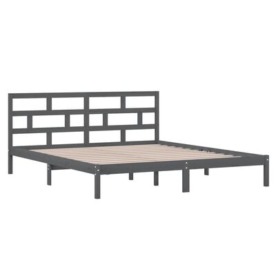 vidaXL Estructura de cama doble madera maciza gris 135x190 cm