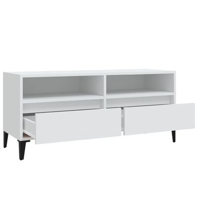 vidaXL Mueble para TV madera contrachapada blanco 100x34,5x44,5 cm