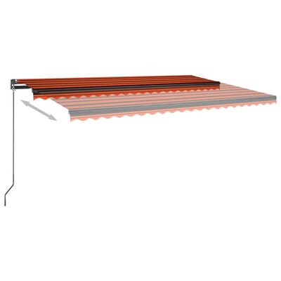 vidaXL Toldo automático LED sensor de viento naranja marrón 500x300 cm