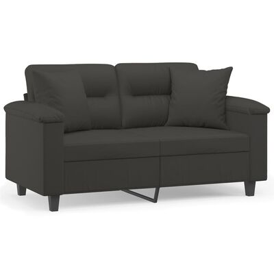 vidaXL Sofá 2 plazas almohadas y cojines microfibra gris oscuro 120 cm