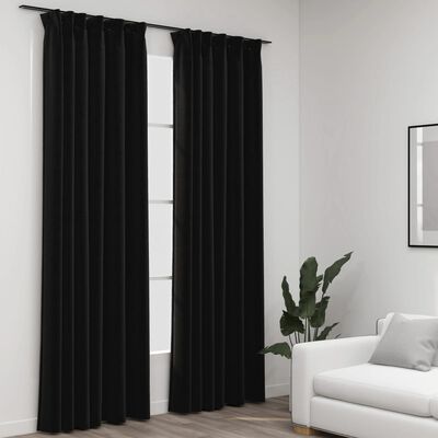 vidaXL Cortinas opacas ganchos look de lino 2 pzas antracita 140x225cm