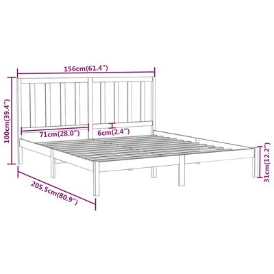 vidaXL Estructura de cama madera maciza gris King Size 150x200 cm