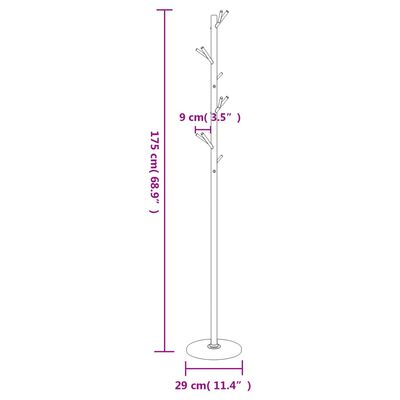 vidaXL Perchero de hierro con recubrimiento en polvo negro 175 cm