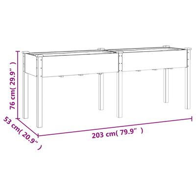 vidaXL Jardinera con forro interior madera maciza abeto 203x53x76 cm