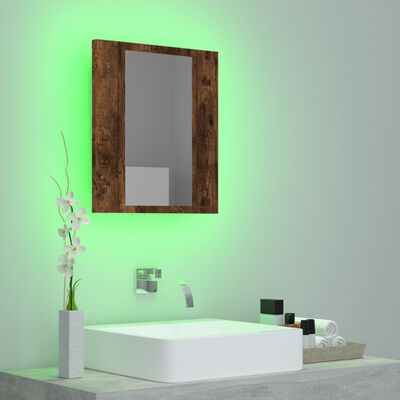 vidaXL Armario de baño con espejo LED madera roble ahumado 40x12x45 cm