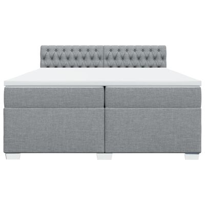 vidaXL Cama box spring con colchón tela gris claro 200x200 cm