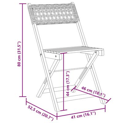 vidaXL Juego de bistro de 3 piezas ratán PE y madera maciza beige