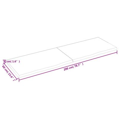 vidaXL Tablero mesa madera roble tratada marrón oscuro 200x60x(2-4) cm