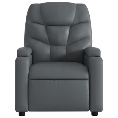 vidaXL Sillón reclinable elevable eléctrico de cuero sintético gris