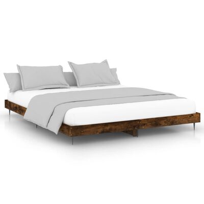 vidaXL Estructura de cama sin colchón madera roble ahumado 150x200 cm