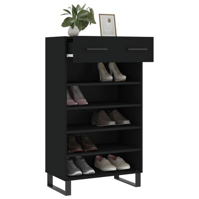 vidaXL Zapatero madera de ingeniería negro 60x35x105 cm