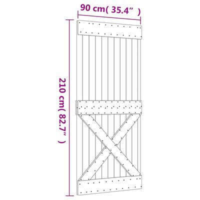 vidaXL Puerta corredera con herrajes madera maciza de pino 90x210 cm