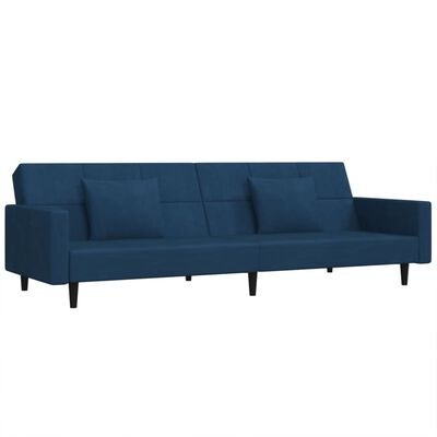 vidaXL Sofá cama de 2 plazas con dos almohadas terciopelo azul