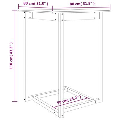 vidaXL Mesa alta de bar madera maciza de pino marrón miel 80x80x110 cm