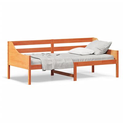 vidaXL Sofá cama de madera maciza de pino marrón cera 100x200 cm