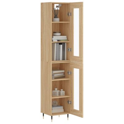 vidaXL Aparador de madera contrachapada roble Sonoma 34,5x34x180 cm