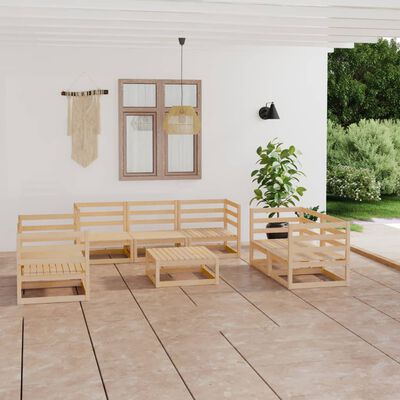 vidaXL Juego de muebles de jardín 8 piezas madera maciza de pino