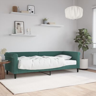 vidaXL Sofá cama con colchón terciopelo verde oscuro 80x200 cm