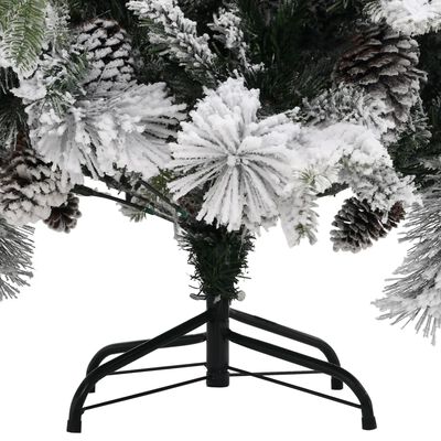 vidaXL Árbol de Navidad con nieve flocada y piñas PVC y PE 150 cm