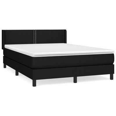 vidaXL Cama box spring con colchón tela negro 140x200 cm