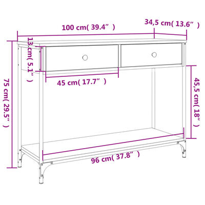 vidaXL Mesa consola madera de ingeniería marrón roble 100x34,5x75 cm