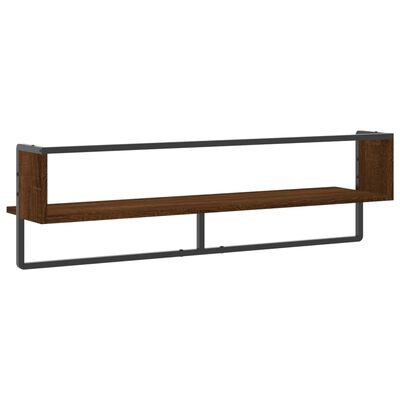 vidaXL Estante de pared con barra marrón roble 100x25x30 cm