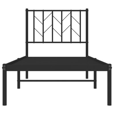 vidaXL Estructura de cama con cabecero metal negro 75x190 cm