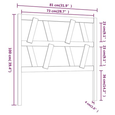 vidaXL Cabecero de cama madera maciza de pino marrón miel 81x4x100 cm