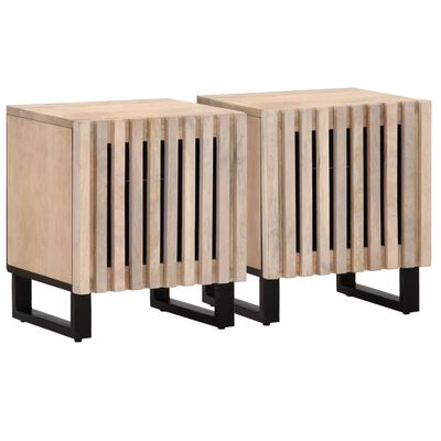 vidaXL Mesitas de noche 2 uds madera de mango blanqueado 40x34x46 cm