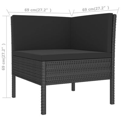 vidaXL Set de muebles de jardín 9 pzas y cojines ratán sintético negro