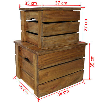 vidaXL Juego de cajas de almacenaje 2 pzas madera maciza reciclada