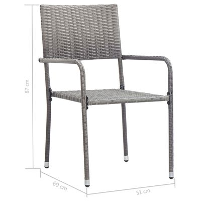 vidaXL Set comedor jardín 3 pzas ratán sintético madera acacia gris