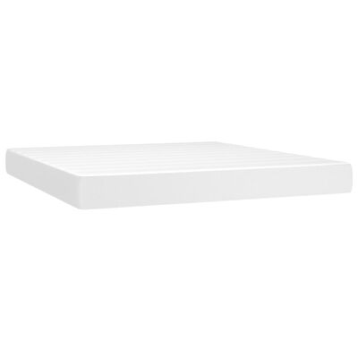 vidaXL Cama box spring colchón y LED cuero sintético blanco 180x200 cm