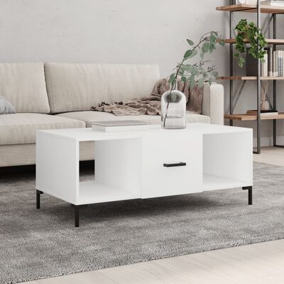 vidaXL Mesa de centro madera contrachapada blanco 102x50x40 cm