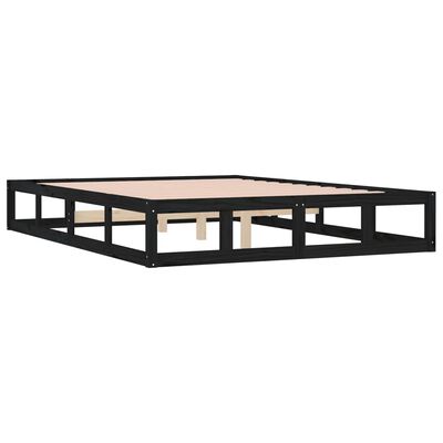 vidaXL Estructura de cama doble de madera maciza negro 135x190 cm