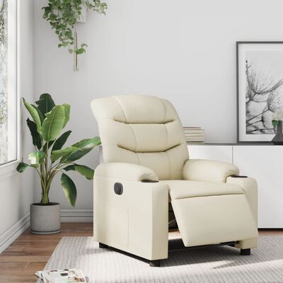 vidaXL Sillón reclinable eléctrico de cuero sintético crema