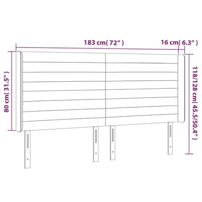 vidaXL Cabecero con LED de terciopelo gris oscuro 183x16x118/128 cm