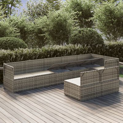 vidaXL Set de muebles de jardín 8 pzas y cojines ratán sintético gris