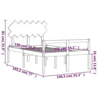 vidaXL Cama para personas mayores cabecero madera maciza marrón miel