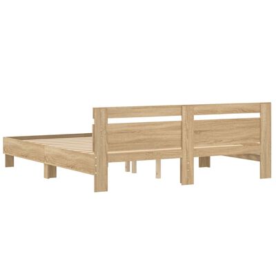 vidaXL Cama con cabecero madera de ingeniería roble Sonoma 200x200 cm