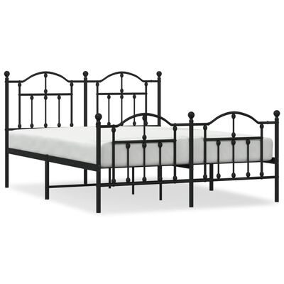 vidaXL Estructura cama sin colchón con estribo metal negro 140x190 cm