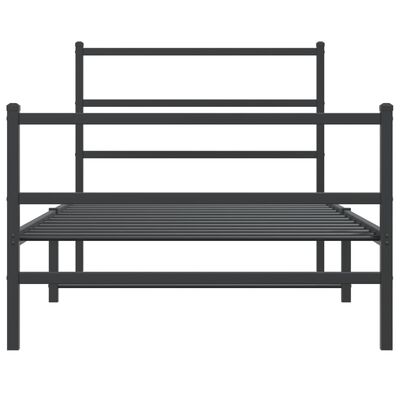 vidaXL Estructura de cama con cabecero y estribo metal negro 100x190cm