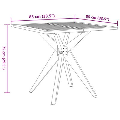 vidaXL Mesa de jardín cuadrada madera maciza de acacia 85x85x75 cm