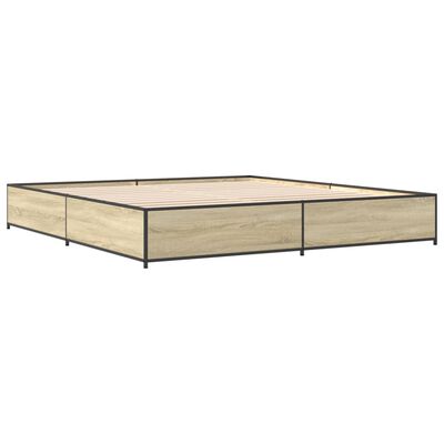 vidaXL Estructura cama madera ingeniería metal roble Sonoma 180x200 cm