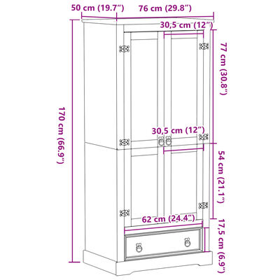 vidaXL Armario Corona madera maciza de pino 76x50x170 cm