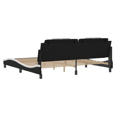 vidaXL Estructura cama con LED cuero sintético negro blanco 200x200 cm