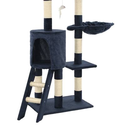 vidaXL Rascador para gatos con poste de sisal 138 cm azul oscuro